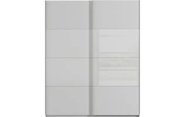 Goossens kledingkast finca combi glans mat glas grijs hoogwaardig meubelplaat - 8244437-{merk}-finca-combi-sts-grijs-schuifdeuren-01